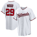 Boles  Washington Nationals #29 James Wood White  Home Replica Jersey