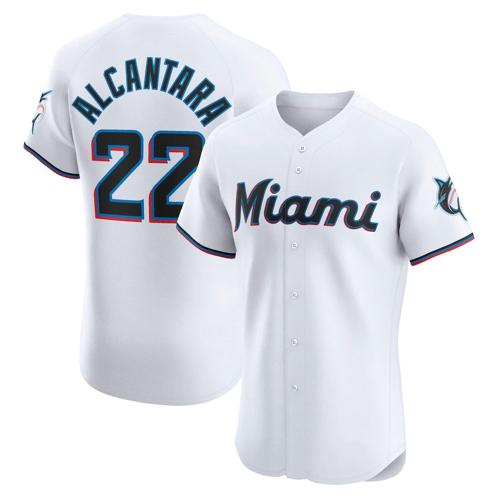 Boles  Miami Marlins #22 Sandy Alcantara White  Home Elite Jersey