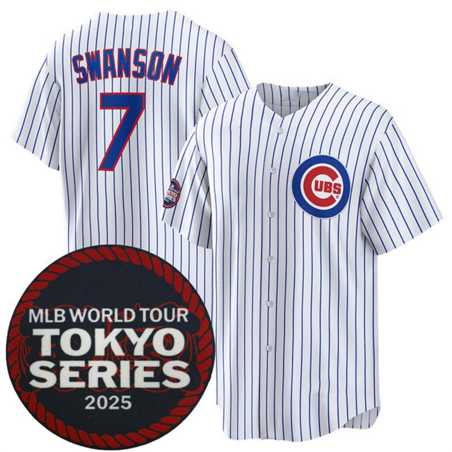 Boles  Chicago Cubs #7 Dansby Swanson White  2025 World Tour Tokyo Series Home Stitched Jersey