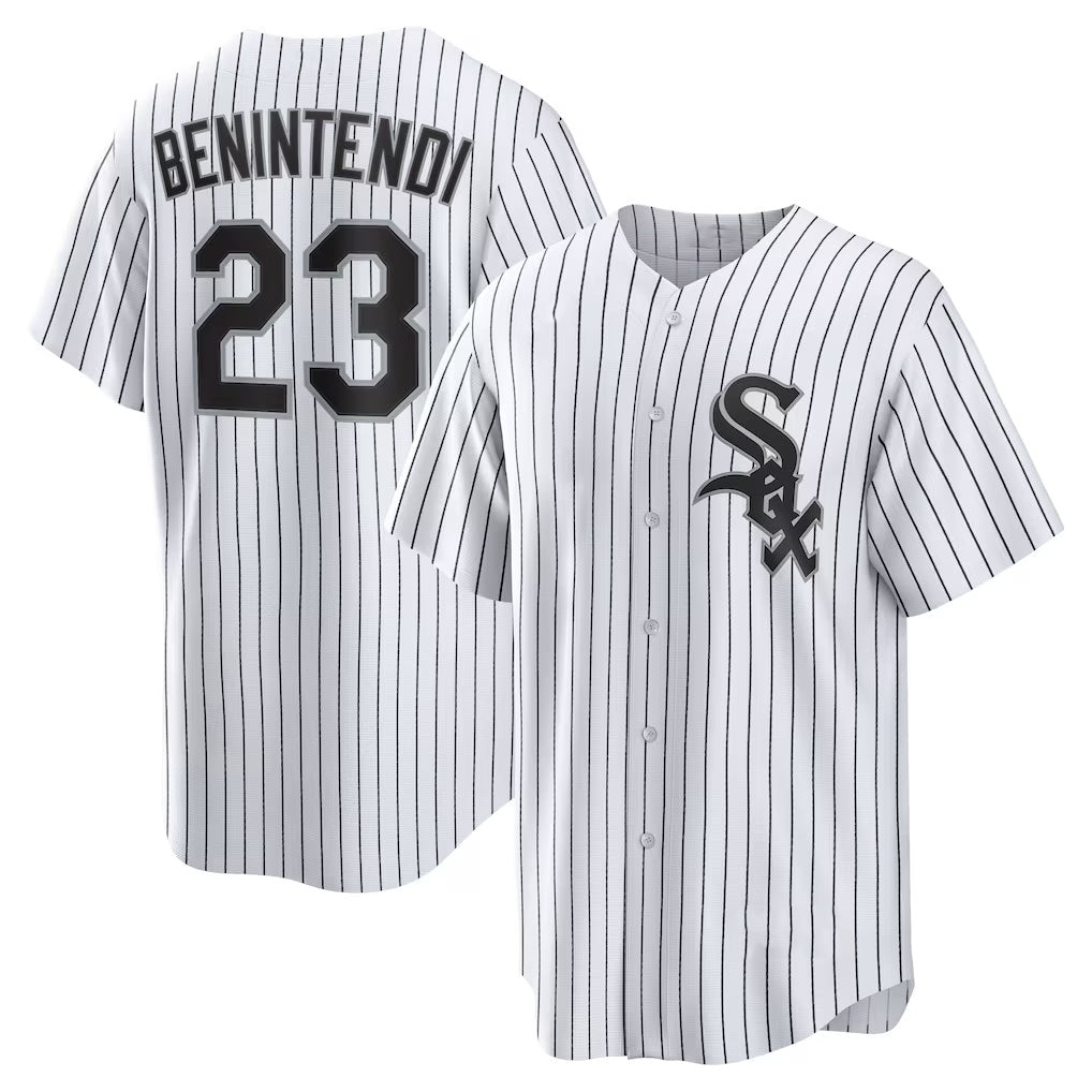 Boles  Chicago White Sox #23 Andrew Benintendi White-Black  Home Official Player Jersey
