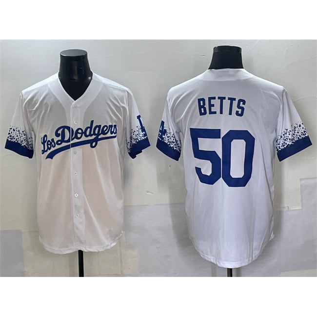 Boles Los Angeles Dodgers #50 Mookie Betts White  City Connect Cool Base Stitched Jersey