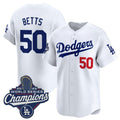 Boles Los Angeles Dodgers #50 Mookie Betts White  2025 Champions Stitched Jersey
