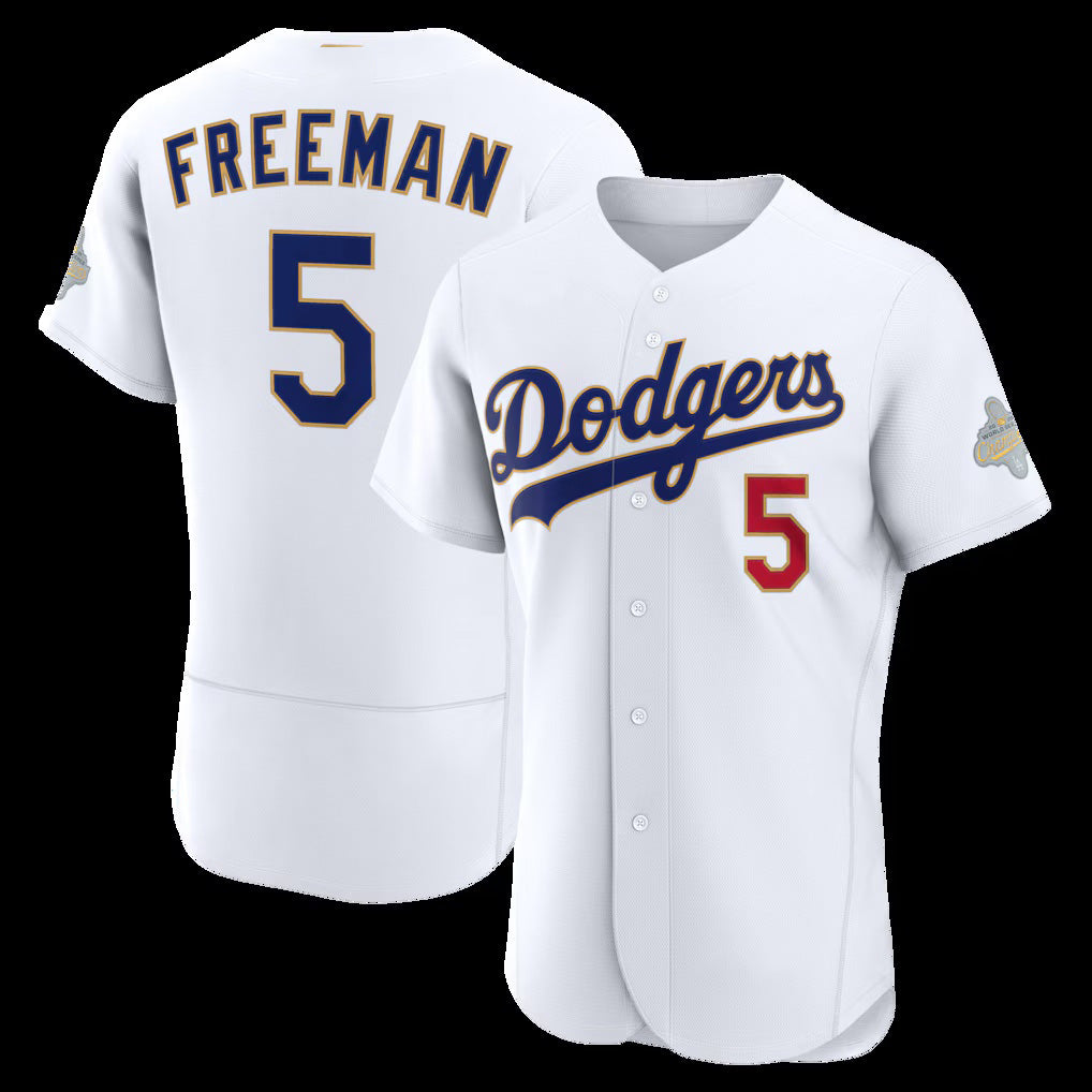 Boles Los Angeles Dodgers #5 Freddie Freeman White  2026 Gold Collection Authentic Jersey