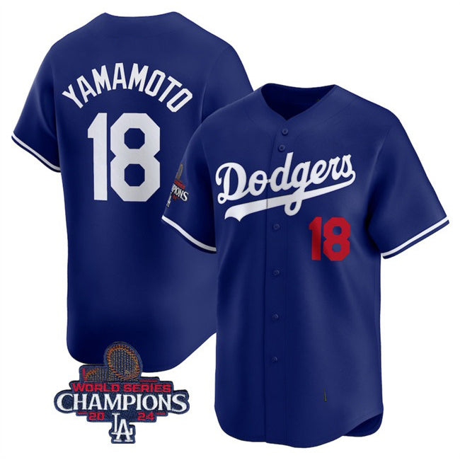 Boles Los Angeles Dodgers #18 Yoshinobu Yamamoto Royal  2024 World Series Champions Alternate Limited Stitched Jersey