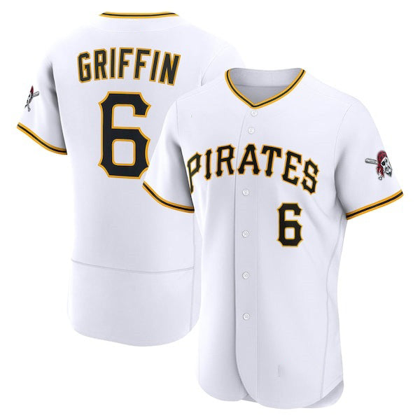 Boles  Pittsburgh Pirates #6 Konnor Griffin White  Home Authentic Jersey