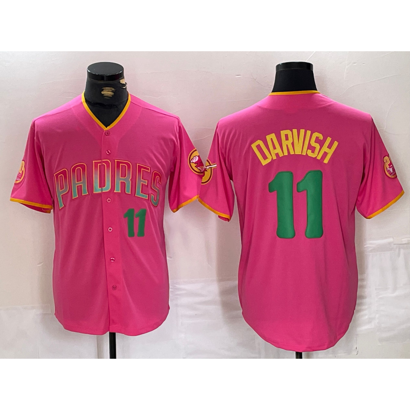 Boles  San Diego Padres #11 Yu Darvish Pink  Player Number Fashion Jersey