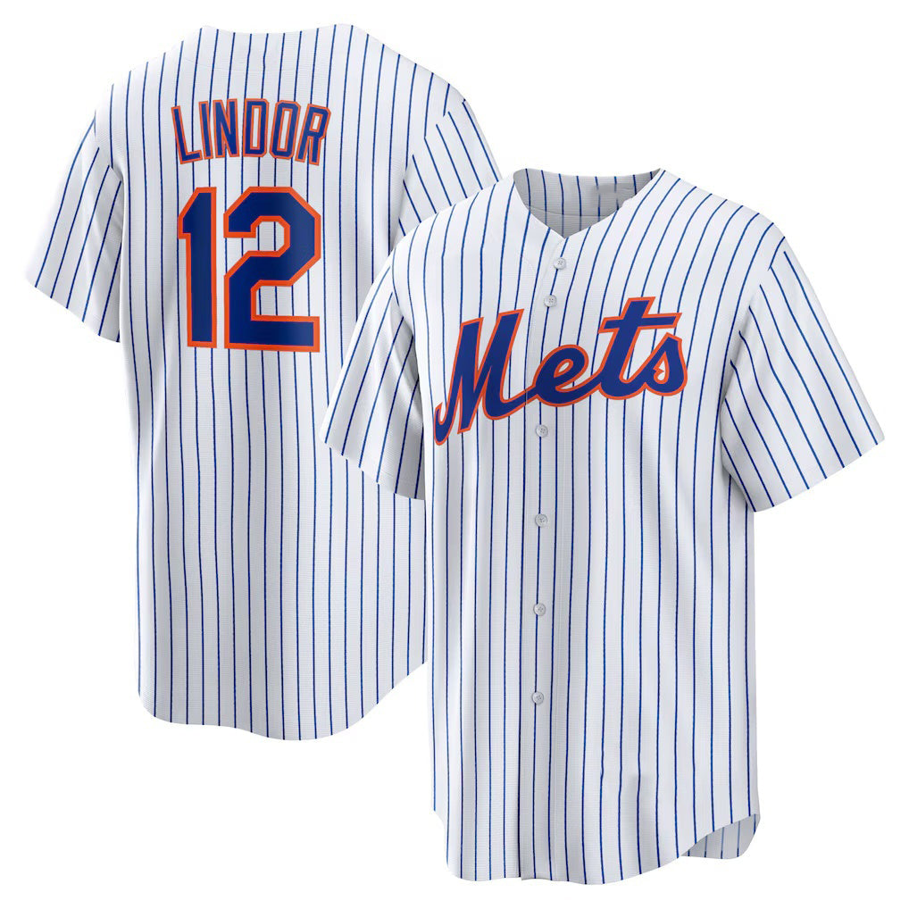 Boles  New York Mets #12 Francisco Lindor White  Home Replica Player Jersey