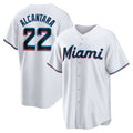 Boles  Miami Marlins #22 Sandy Alcantara White  Replica Player Jersey
