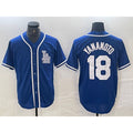 Boles Los Angeles Dodgers #18 Yoshinobu Yamamoto Blue  Cool Base Stitched Jersey
