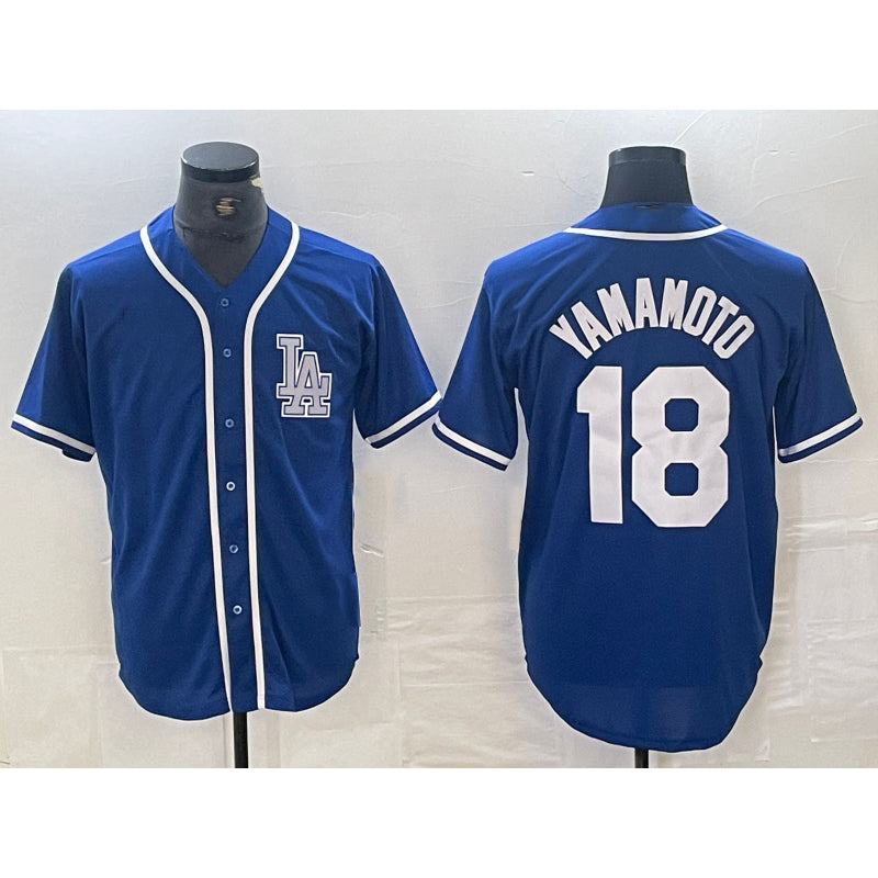 Boles Los Angeles Dodgers #18 Yoshinobu Yamamoto Blue  Cool Base Stitched Jersey