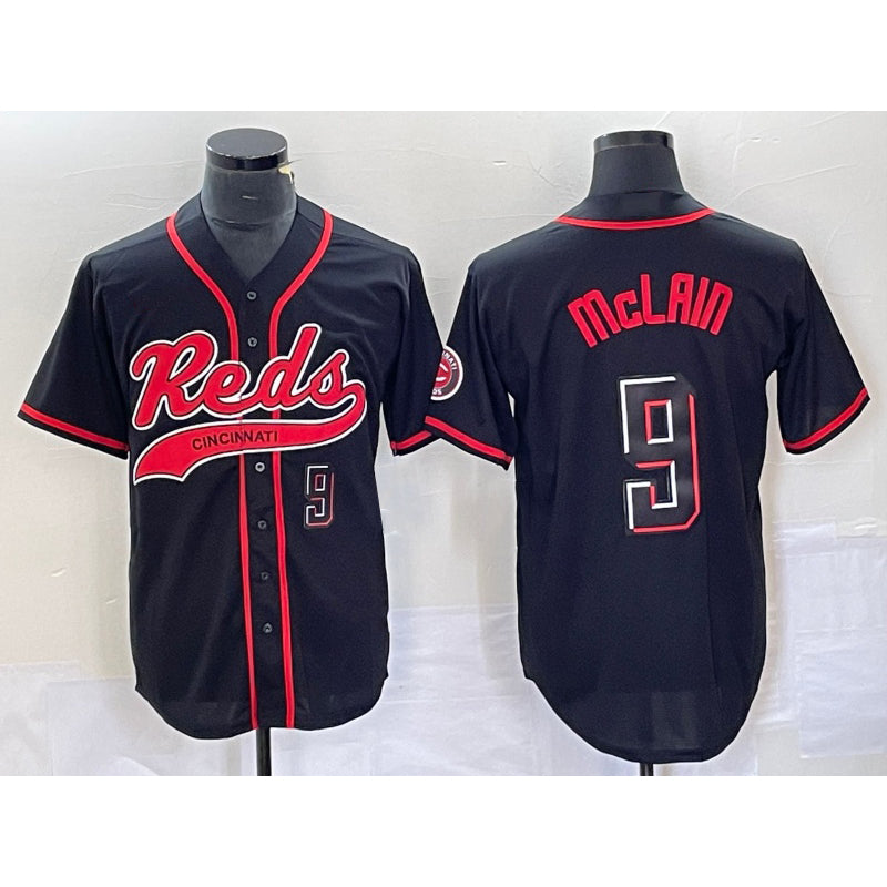 Boles Cincinnati Reds #9 Matt McLain Number Black  2023 City Connect Cool Base Stitched Jerseys