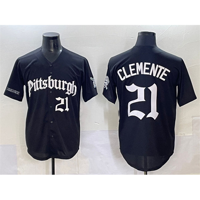 Boles  Pittsburgh Pirates #21 Roberto Clemente Black  'Gothic Steel City Edition' Vapor Limited Stitched Jersey