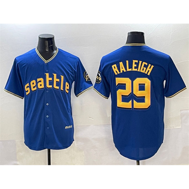 Boles Seattle Mariners #29 Cal Raleigh Royal  City Connect Cool Base Stitched Jersey