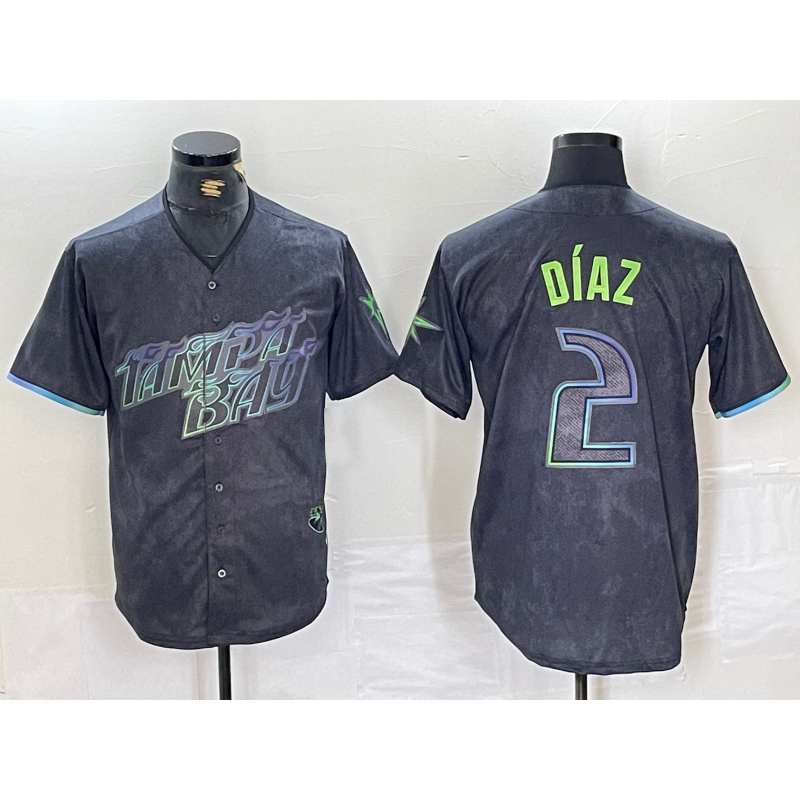 Boles Tampa Bay Rays #2 Yandy Diaz Charcoal  2024 City Connect Limited Stitched Jersey