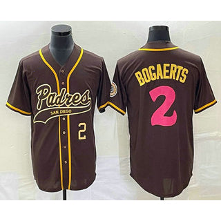 Boles  San Diego Padres #2 Xander Bogaerts Number Brown  NEW 2023 City Connect Cool Base Stitched Jersey