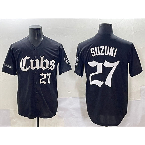 Boles  Chicago Cubs #27 Seiya Suzuki Black  'Gothic North Side Edition' Vapor Premier Limited Stitched Jersey