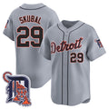 Boles Detroit Tigers #29 Tarik Skubal Gray  Logo Patch Vapor Premier Limited Stitched Jersey