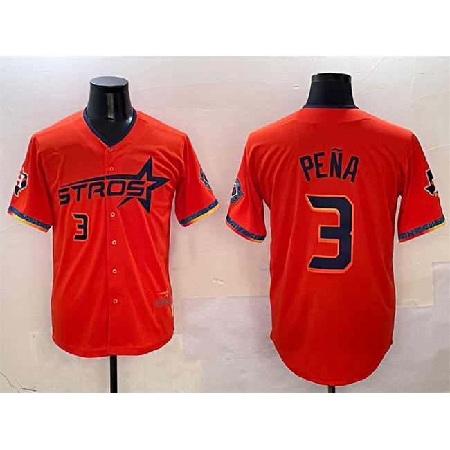 Boles Houston Astros #3 Jeremy Pena Orange  2025 City Connect With Texas Patch Limited Stitched Jersey