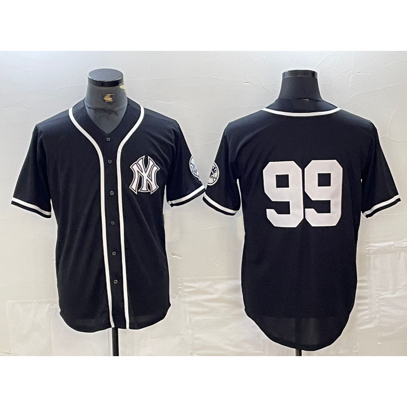 Boles  New York Yankees #99 Aaron Judge No Name Black White  Cool Base Stitched Jersey