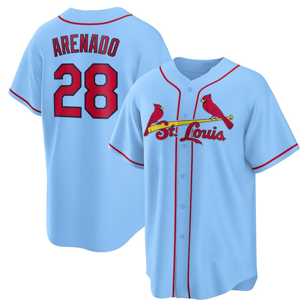 Boles St. Louis Cardinals #28 Nolan Arenado Light Blue  Alternate Official Replica Player Jersey