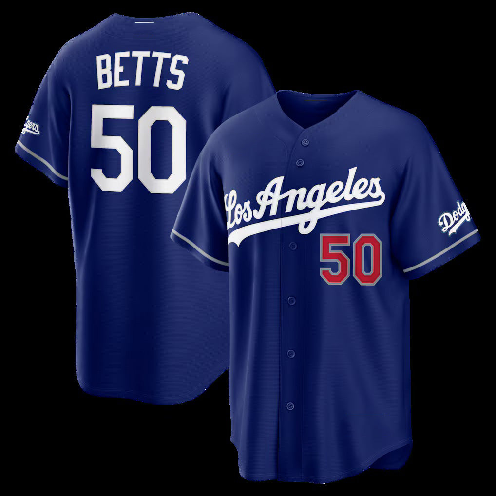 Boles Los Angeles Dodgers #50 Mookie Betts Royal  Alternate Stadium Jersey