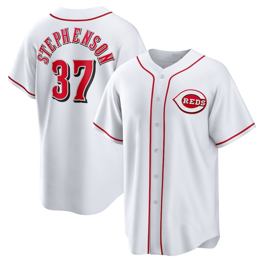Boles Cincinnati Reds #37 Tyler Stephenson White  Home Replica Jersey