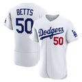 Boles Los Angeles Dodgers #50 Mookie Betts White  Home Authentic Sponsor Patch Jersey