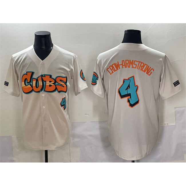Boles  Chicago Cubs #4 Pete Crow-Armstrong Cream  'Graffiti North Side Edition' Vapor Premier Limited Stitched Jersey