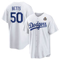 Boles Los Angeles Dodgers #50 Mookie Betts White  2024 World Series Cool Base Stitched Jersey