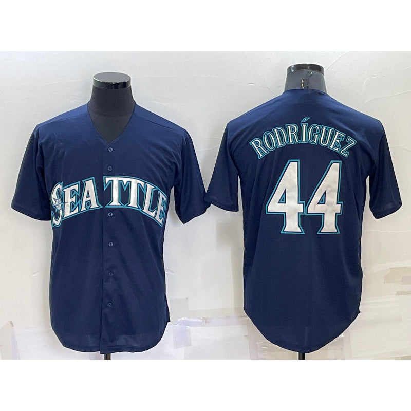 Boles Seattle Mariners #44 Julio Rodriguez Navy Blue  Stitched Cool Base Jersey