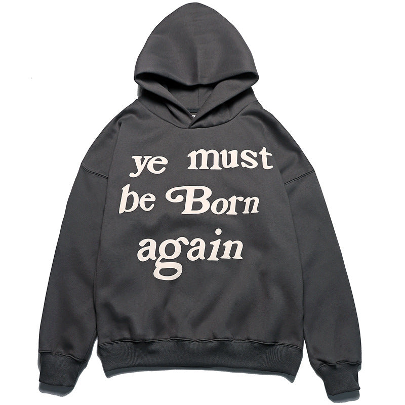 2026 American Kanye Letter Foam Loose High Street hoodie