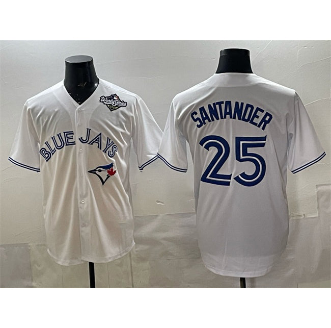 Boles  Toronto Blue Jays #25 Anthony Santander White  2025 World Series Home Cool Base Stitched Jersey