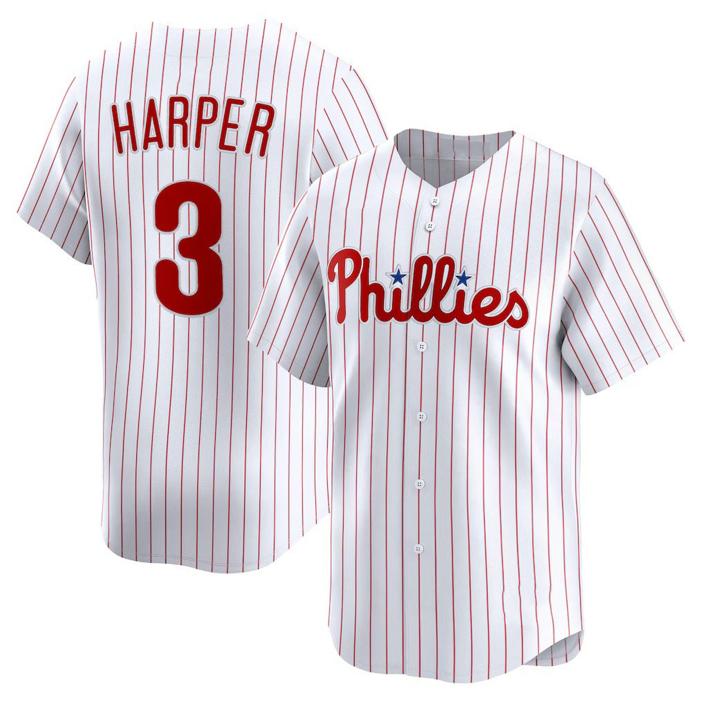 Boles  Philadelphia Phillies #3 Bryce Harper White  Home Limited Player Jersey