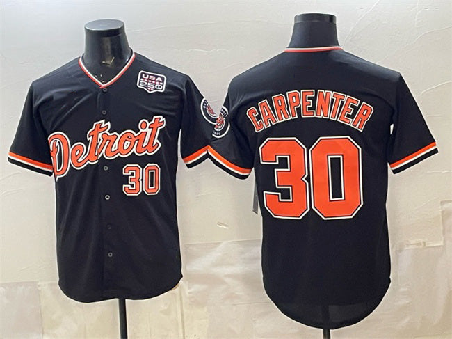 Boles Detroit Tigers #30 Kerry Carpenter Black  2026 Alternate USA 250' Patch Vapor Premier Limited Stitched Jersey