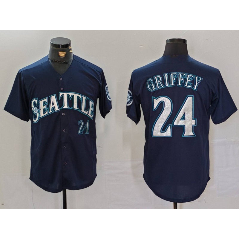 Boles Seattle Mariners #24 Ken Griffey Jr Navy  Cool Base Stitched Jersey