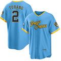 Boles    Milwaukee Brewers #2 Brice Turang Blue  2022 City Connect Cool Base Stitched Jersey