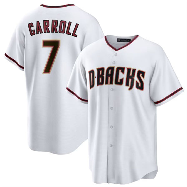 Boles  Arizona Diamondbacks #7 Corbin Carroll White  Cool Base Stitched Jersey 2
