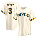 Boles    Milwaukee Brewers #3 Joey Ortiz White  Home Replica Jersey
