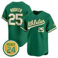 Boles  Oakland Athletics  #25 Brent Rooker Green  2024 Limited With Rickey Henderson Patch Stitched Jersey