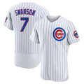 Boles  Chicago Cubs #7 Dansby Swanson White  Home Stitched Flex Base Jersey