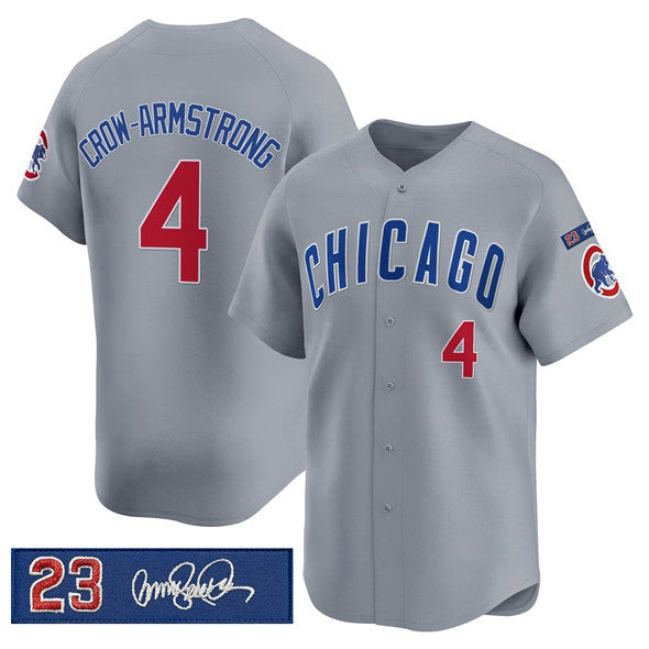 Boles  Chicago Cubs #4 Pete Crow-Armstrong Gray  'Ryne Sandberg Tribute' Vapor Limited V3 Stitched Jersey