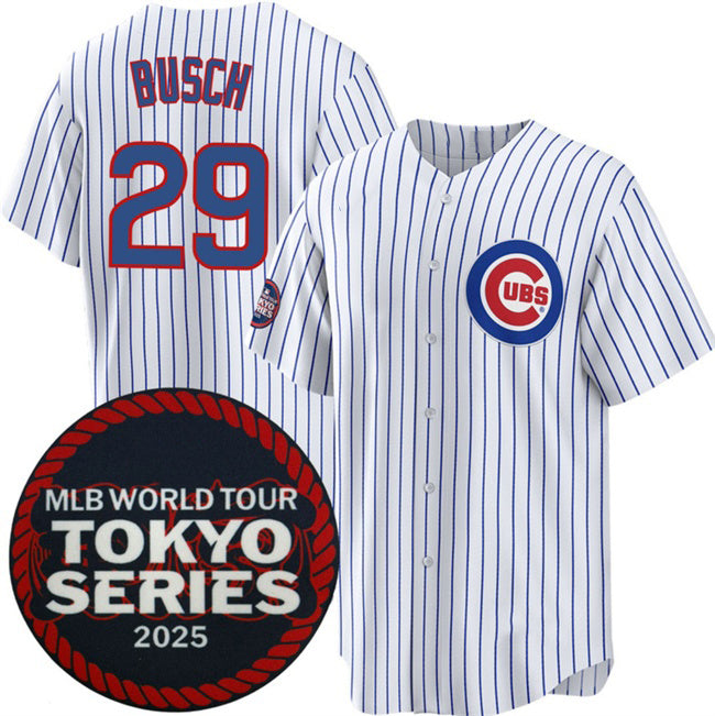 Boles  Chicago Cubs #29 Michael Busch White  2025 World Tour Tokyo Series Home Stitched Jersey