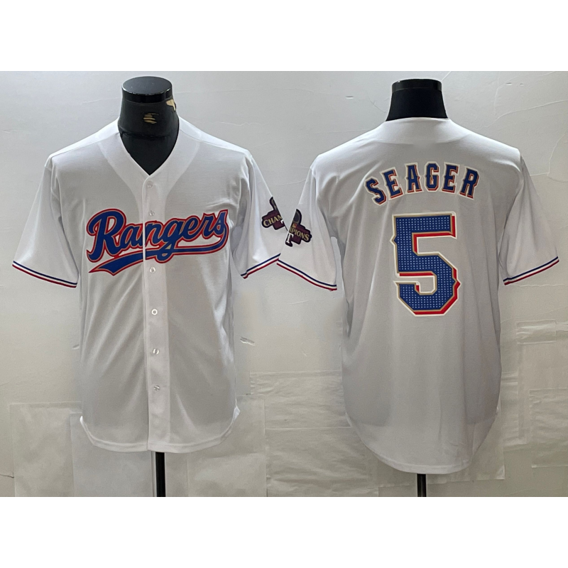 Boles Texas Rangers #5 Corey Seager White  2023 World Series Champions Cool Base Jersey