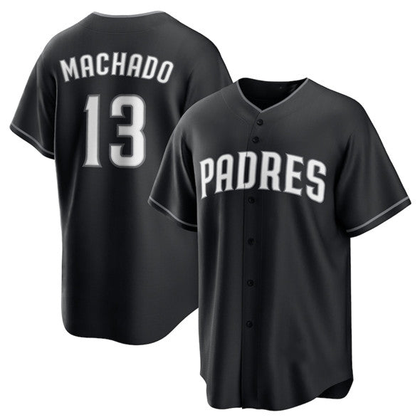 Boles  San Diego Padres #13 Manny Machado Black  Lights Out Limited Stitched Jersey
