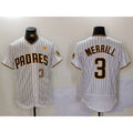 Boles  San Diego Padres #3 Jackson Merrill White  With PS Patch Stitched Flex Base Jerseys