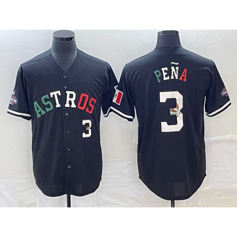 Boles Houston Astros #3 Jeremy Pena Number Mexico Black  Cool Base Stitched Jersey