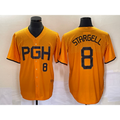 Boles  Pittsburgh Pirates #8 Willie Stargell Number Gold  2023 City Connect Stitched Jersey 2