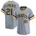 Boles  Pittsburgh Pirates #21 Roberto Clemente Gray  Throwback Cooperstown Collection Limited Jersey