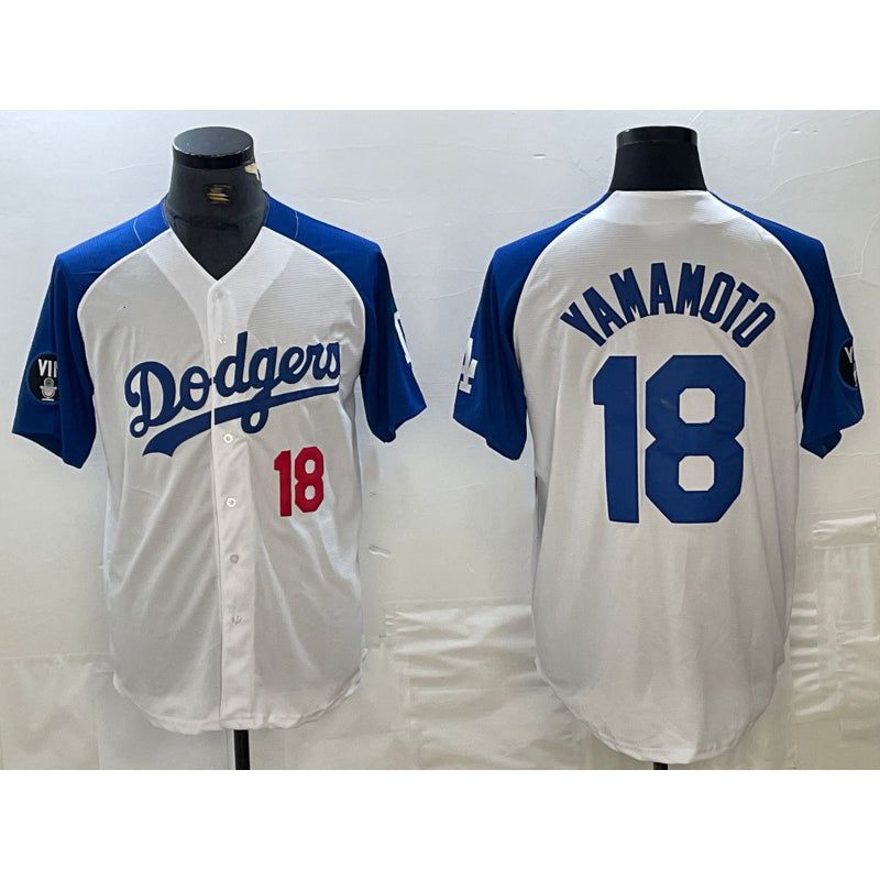Boles Los Angeles Dodgers #18 Yoshinobu Yamamoto Number White Blue  Fashion Stitched Cool Base Limited Jersey