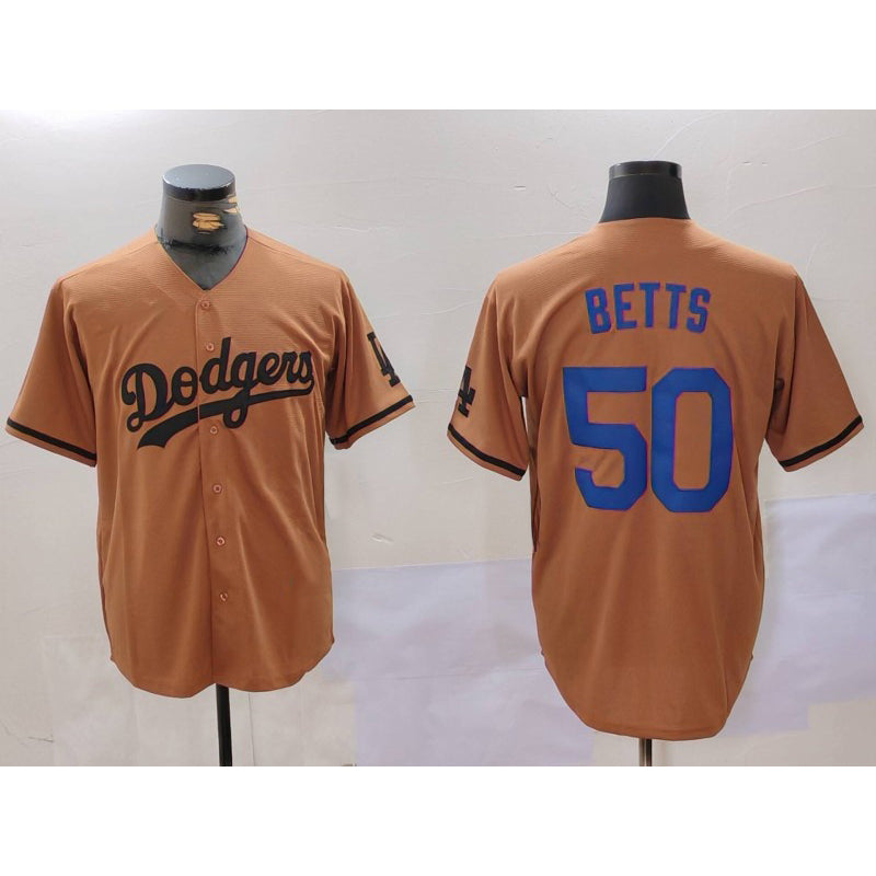 Boles Los Angeles Dodgers #50 Mookie Betts Olive  Cool Base Limited Stitched Jersey